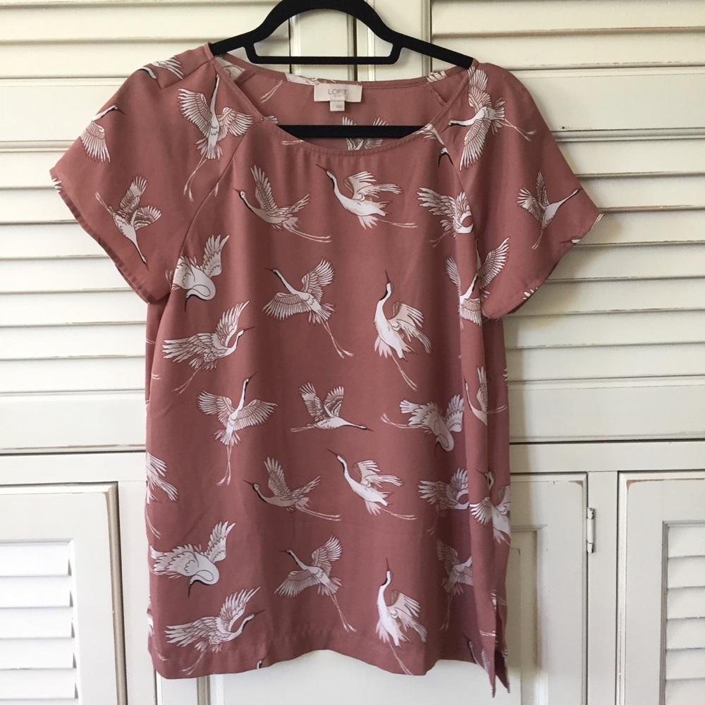 LOFT Whimsical Birds Blouse